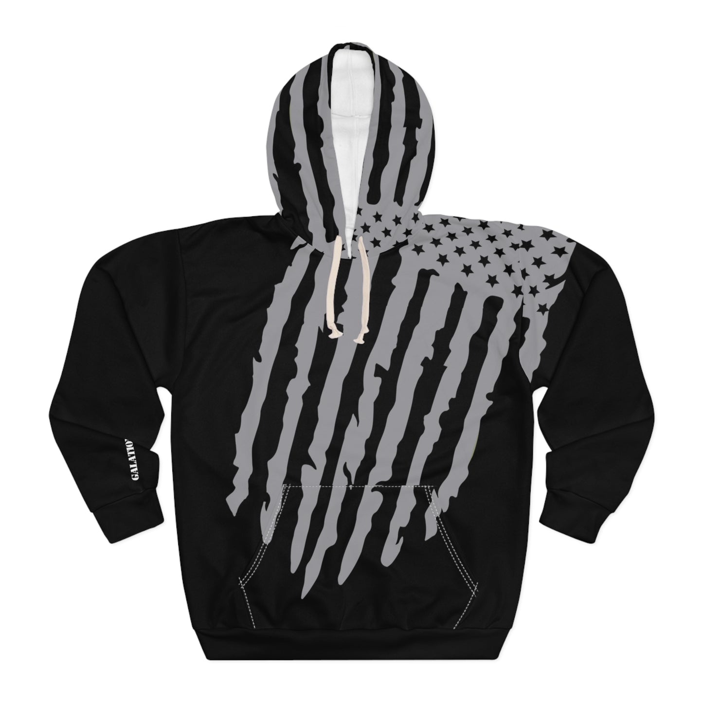 American flag hoodie Galatians 5:13 on the sleeve -REJECTS ONLY- Patriotic Christian Hoodie